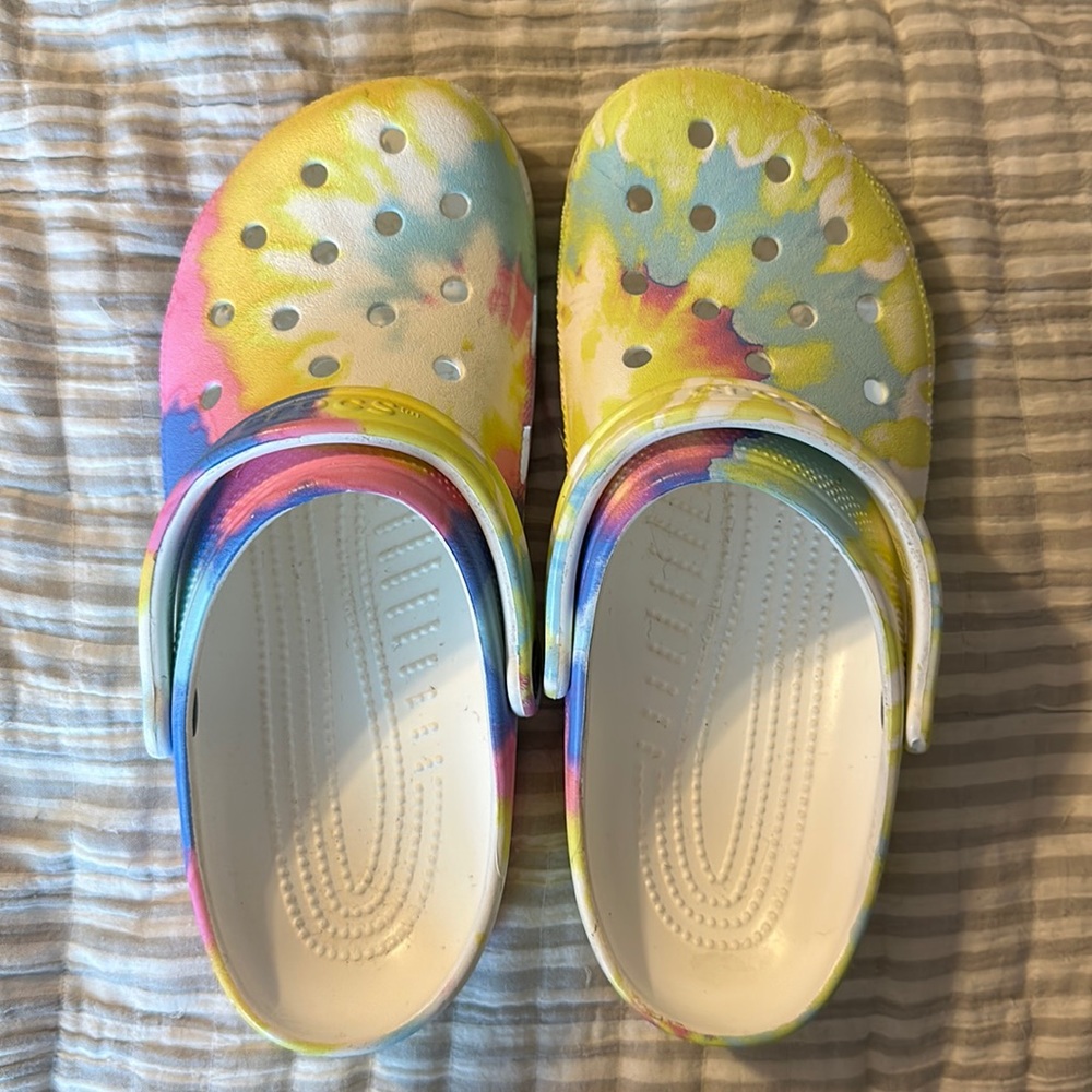 Tie-dye crocs